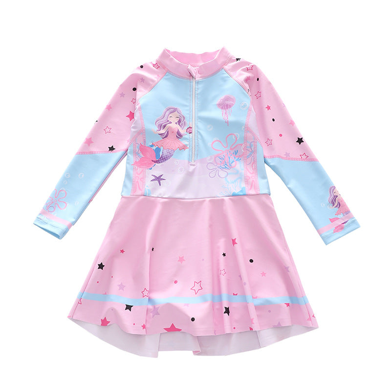 Nouveau Maillot de bain enfant style robe femme maillot de bain à manches longues Boxer