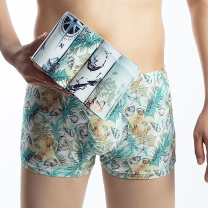 Herrboxershorts med medelhög midja, andningsbara ungdomsboxershorts