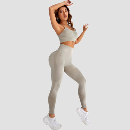 Sports Underwear For Women Shockproof Vest Bra Set Workout Sweat Yoga Belly Contracting High-waisted Trousers
