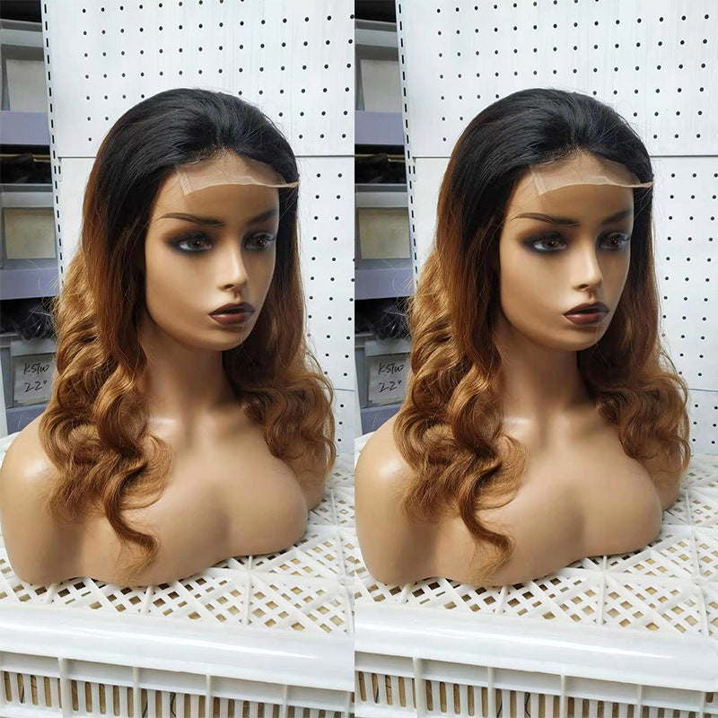 Ombre 1B 27 Body Wave 4x4 spetsperuk Brasilianska människohårperuker