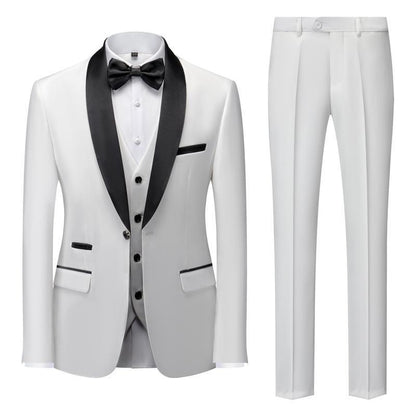 Men's Suit Set Green Fruit Collar Stage Suit Dress Host Performance Bridegroom Best Man Three-piece Suit