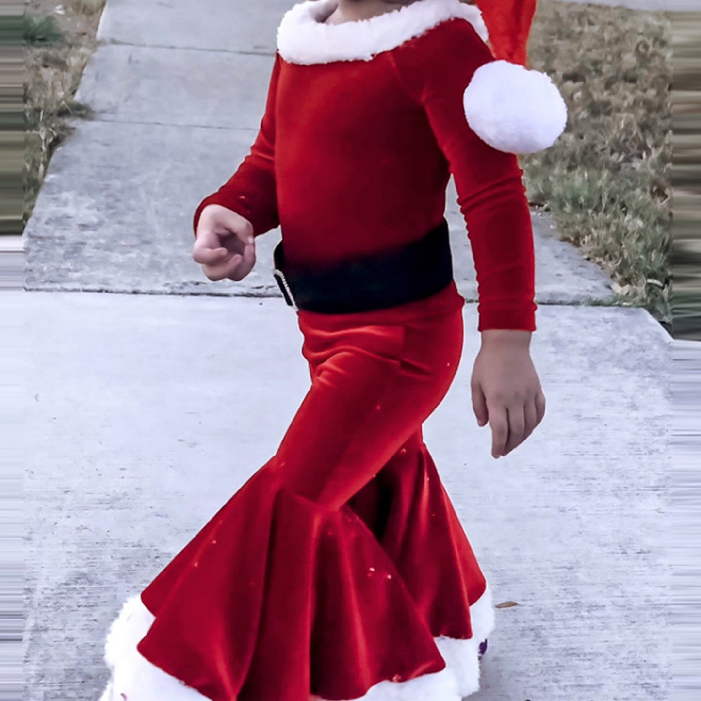 Vinter jul Långärmad skjorta Bell Bottoms Hatt Tredelad barnkläder