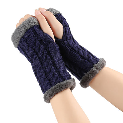 Gants en peluche d'hiver pour femmes, tricotés sans doigts, en polaire, chauds et épais, en laine