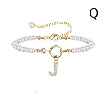 2024 Nytt Mode Toggle Lock Initial Armband Kvinnor AZ Bokstav Hänge 6mm Pärlarmband För Kvinnor Smycken Gåva