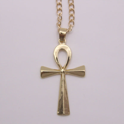 Cross-border e-commerce goods source, European and American glossy stainless steel ancient Egyptian Cross man Necklace Amulet Pendant