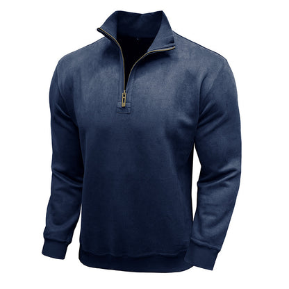 Men's Long-sleeved Zipped Stand Collar Sweater