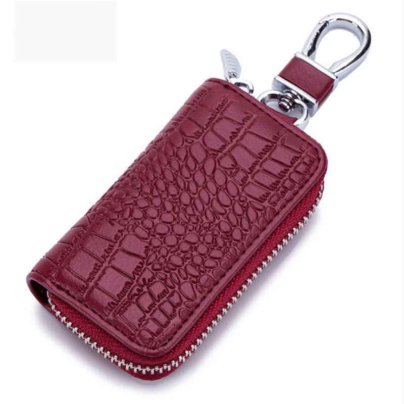 Leather Zipper Car Key Case