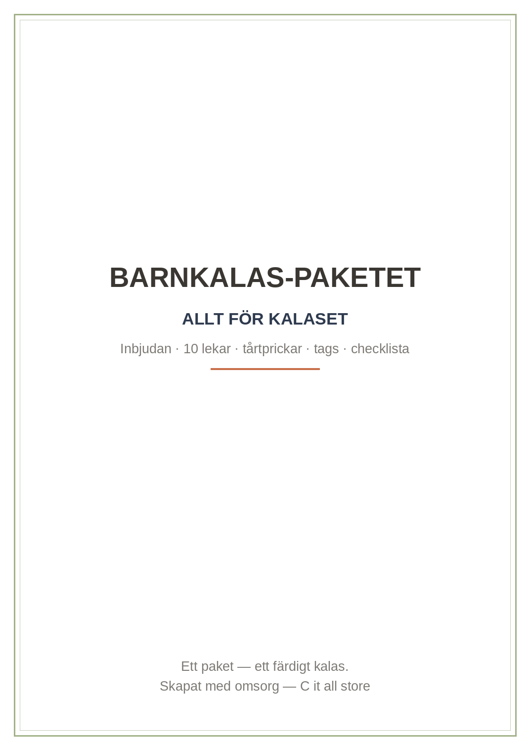Barnkalas-paketet — inbjudan, 10 lekar, tårtprickar, tags, checklista & vimplar (printbar PDF)