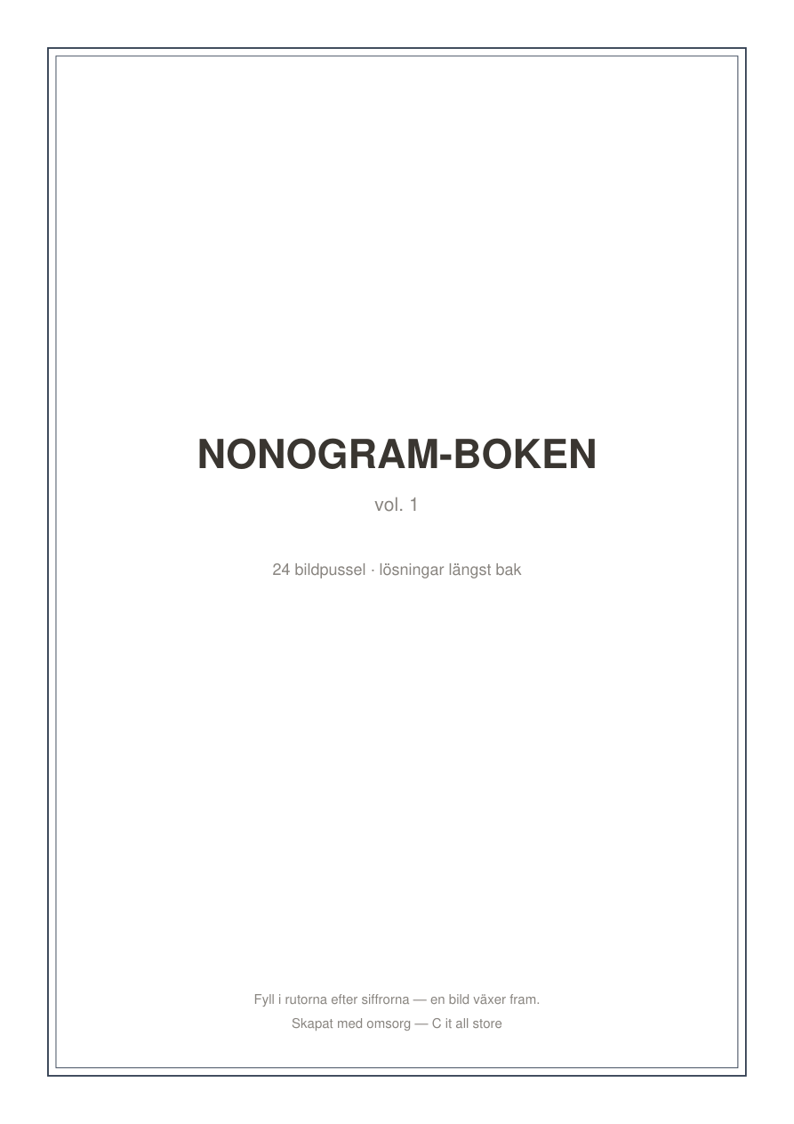 Nonogram-boken vol. 1 — 24 bildpussel med lösningar (printbar PDF)