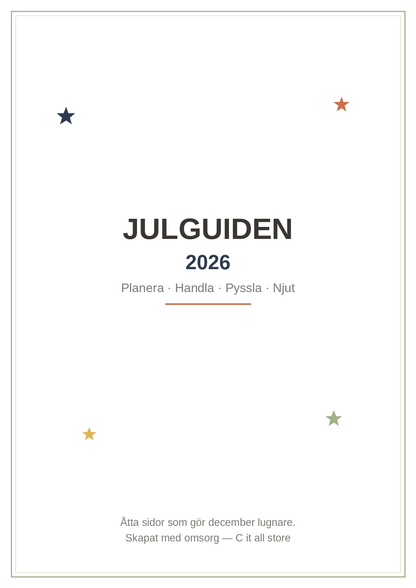 Julguiden 2026 — planera julen utan stress (printbar guide, PDF)