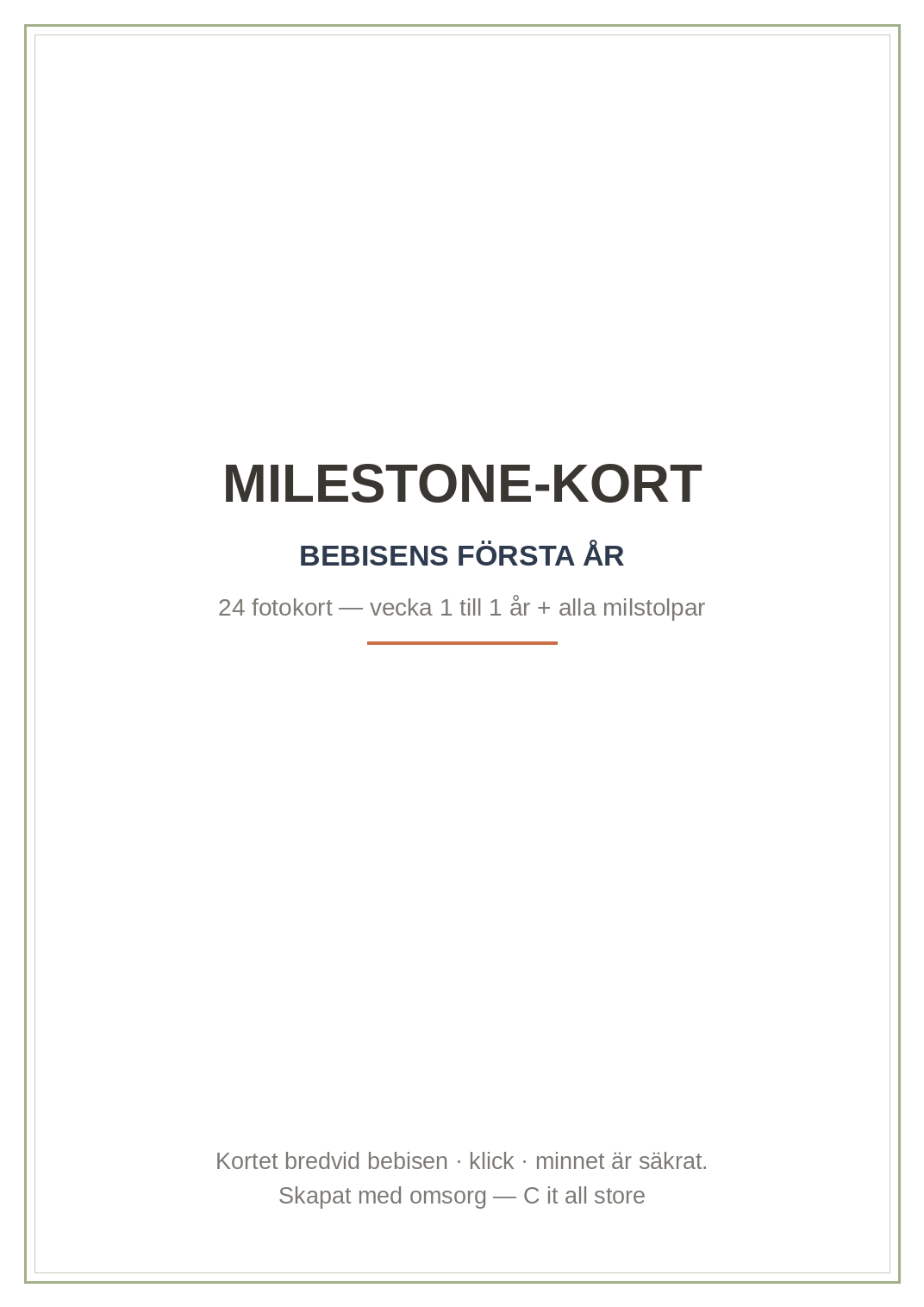 Milestone-kort bebis — 24 fotokort för bebisens första år (printbar PDF)
