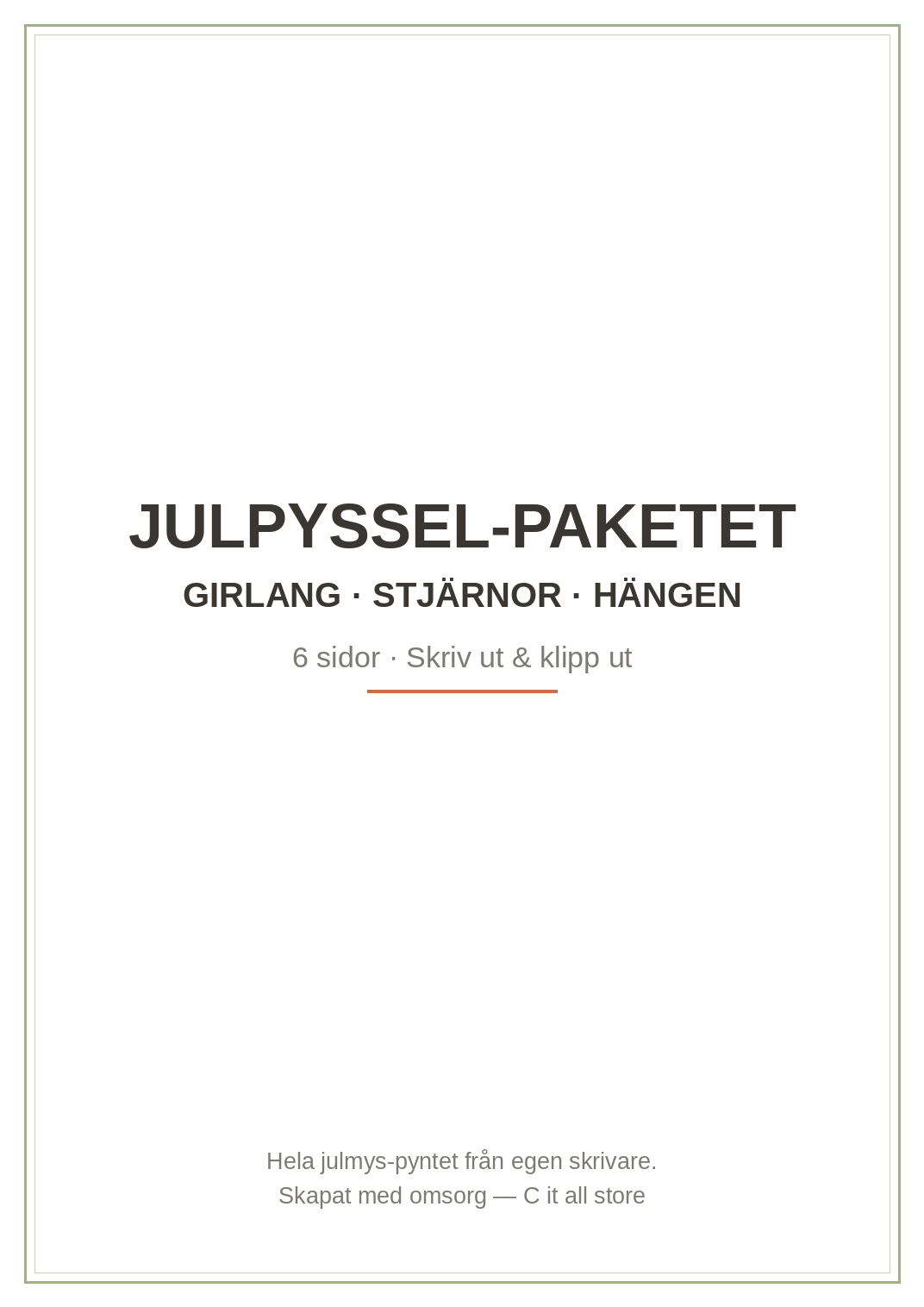 Julpyssel-paketet — girlang, stjärnor & hängen att skriva ut (PDF)