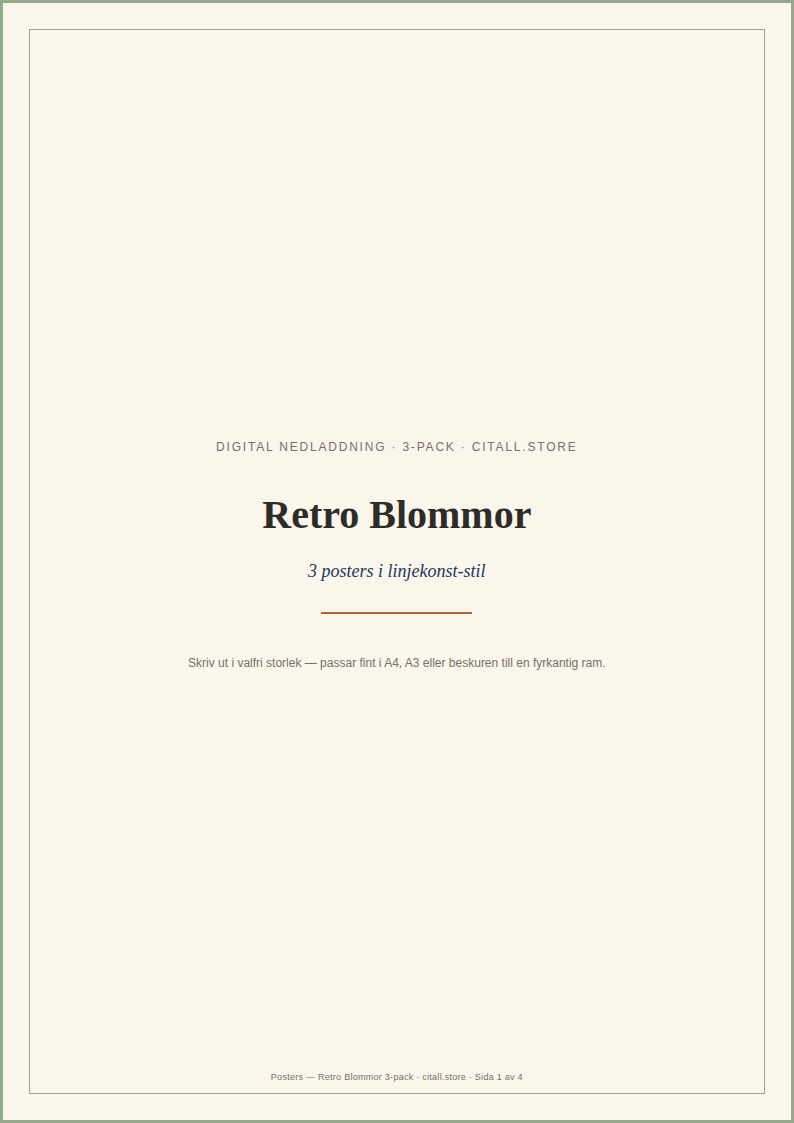 Posters — Retro Blommor 3-pack — 149 kr
