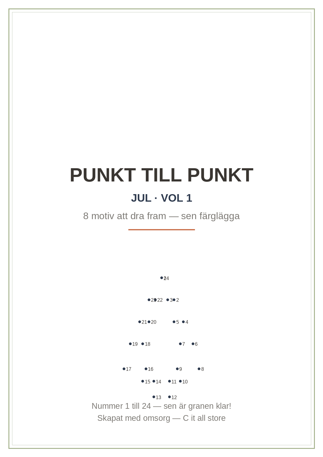 Punkt till punkt — Jul vol. 1: 8 motiv att dra fram (printbar PDF)