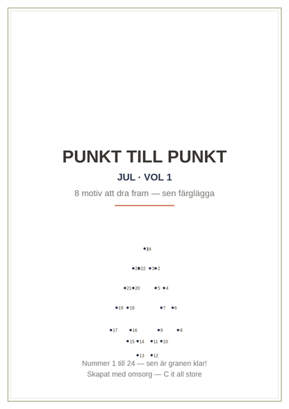 Punkt till punkt — Jul vol. 1: 8 motiv att dra fram (printbar PDF)
