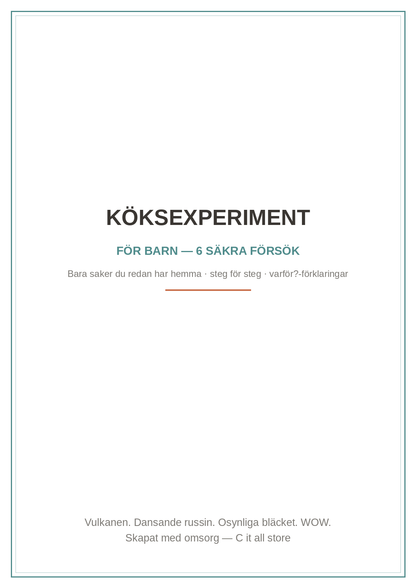 Köksexperiment för barn — 6 säkra försök med vanliga köks-prylar + diplom (printbar PDF)