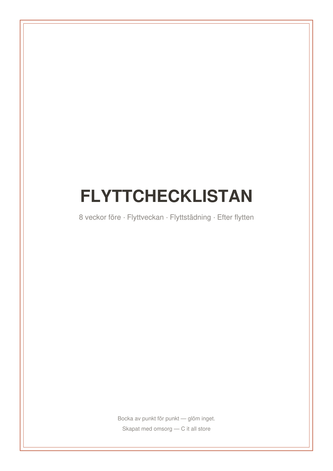 Flyttchecklistan — före, under & efter flytten inkl. flyttstädning (printbar PDF)