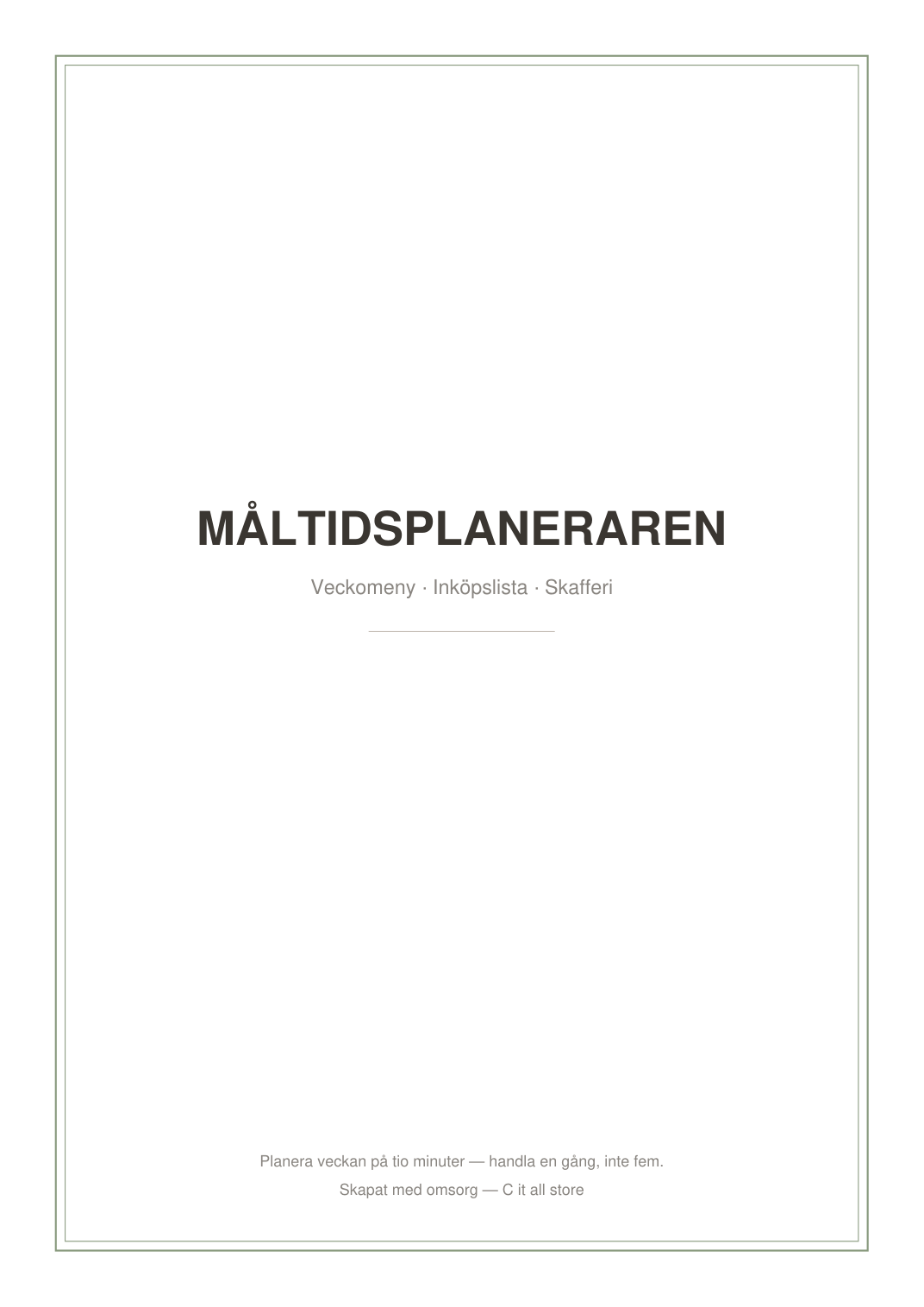 Måltidsplaneraren — veckomeny & inköpslista (printbar PDF)