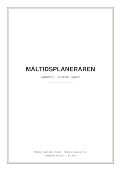 Måltidsplaneraren — veckomeny & inköpslista (printbar PDF)