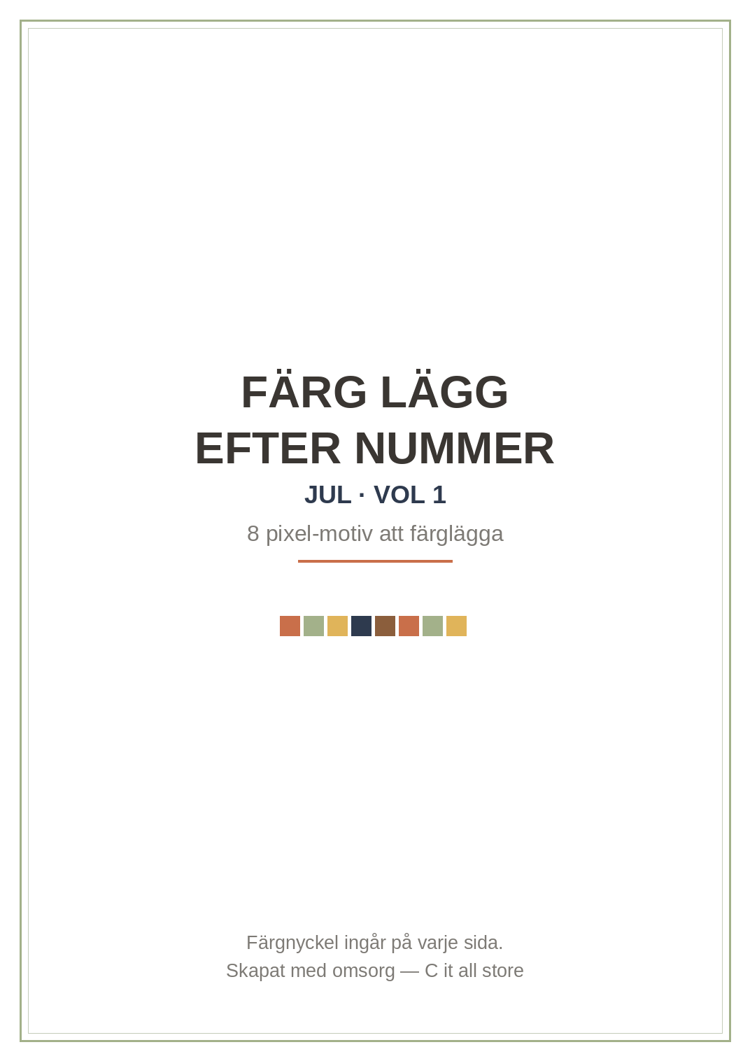 Färglägg efter nummer — Jul vol. 1: 8 pixel-motiv (printbar PDF)