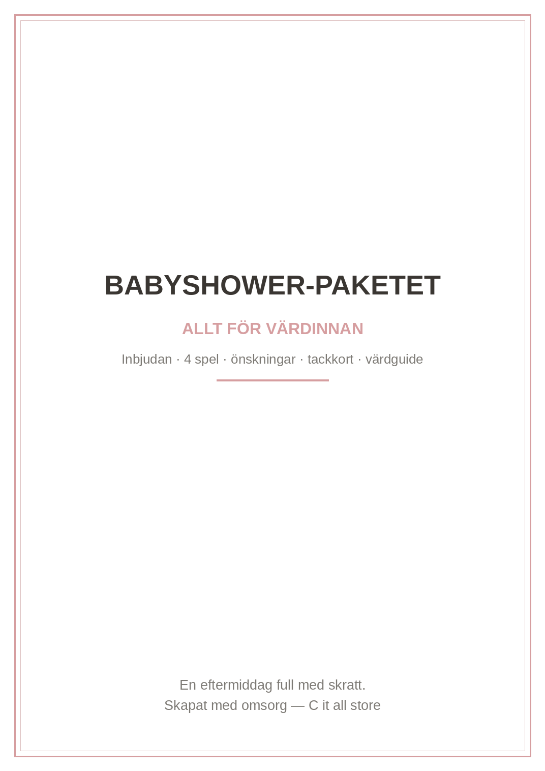 Babyshower-paketet — inbjudan, 4 spel, önske-kort & tackkort (printbar PDF)