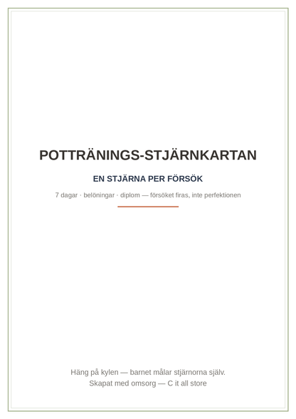 Pottränings-stjärnkarta — 2 veckor, belöningar & diplom (printbar PDF)
