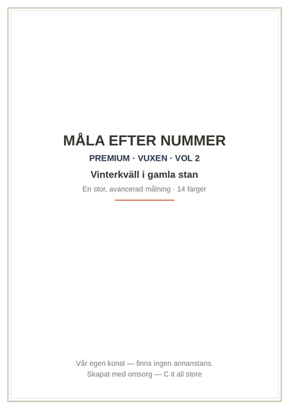 Måla efter nummer Premium vol. 2: Vinterkväll i gamla stan — avancerad målning för vuxna (printbar PDF)