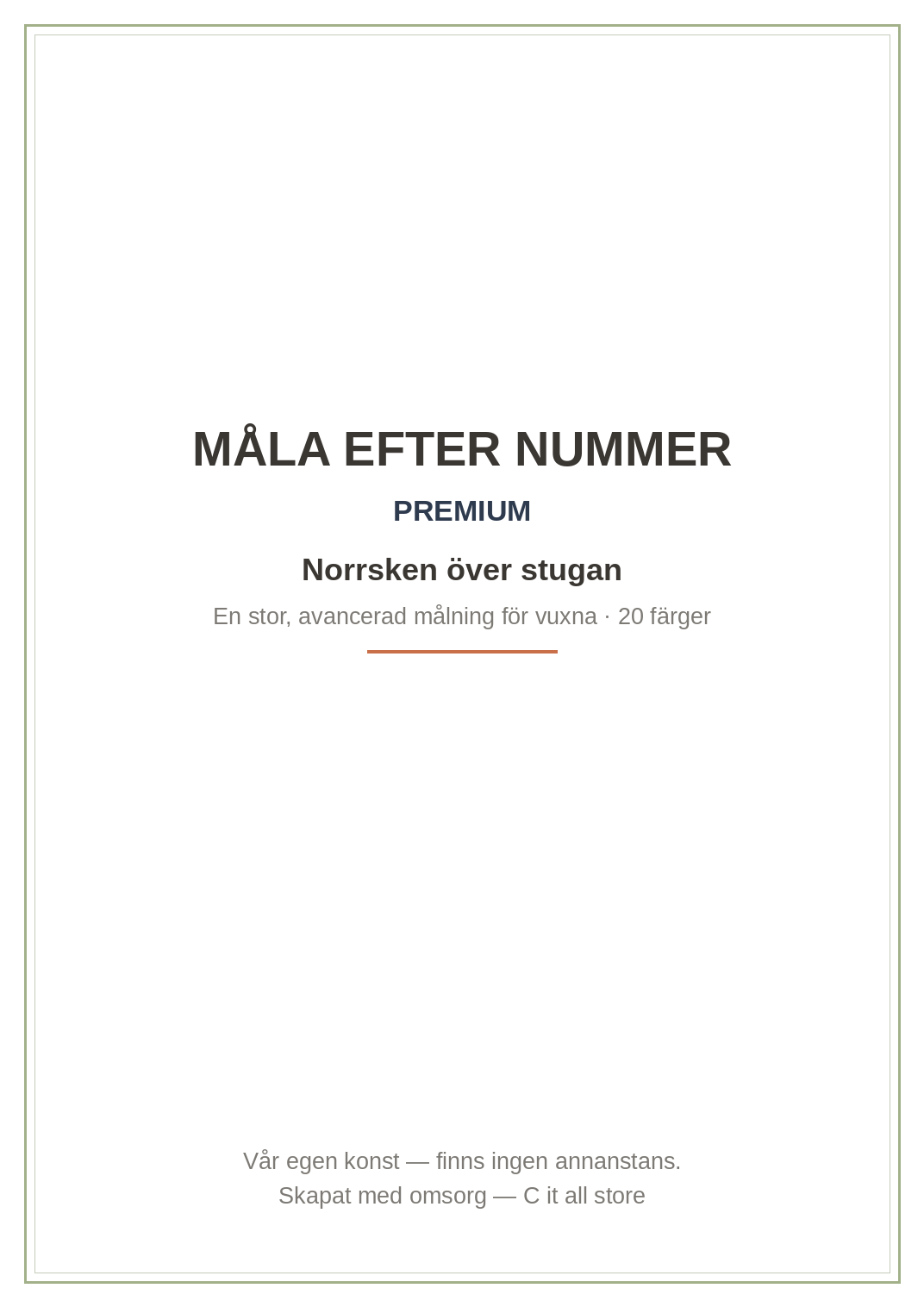 Måla efter nummer Premium: Norrsken över stugan — stor avancerad målning för vuxna (printbar PDF)