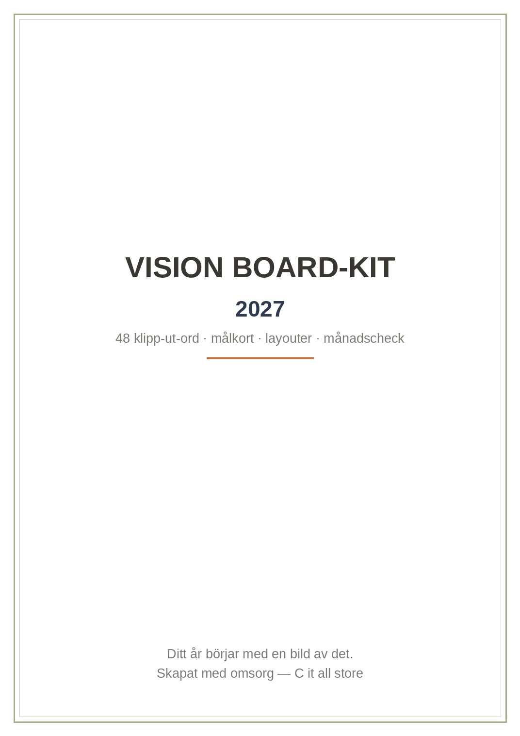 Vision board-kit 2027 — 48 klipp-ut-ord, målkort, layouter & månadscheck (printbar PDF)