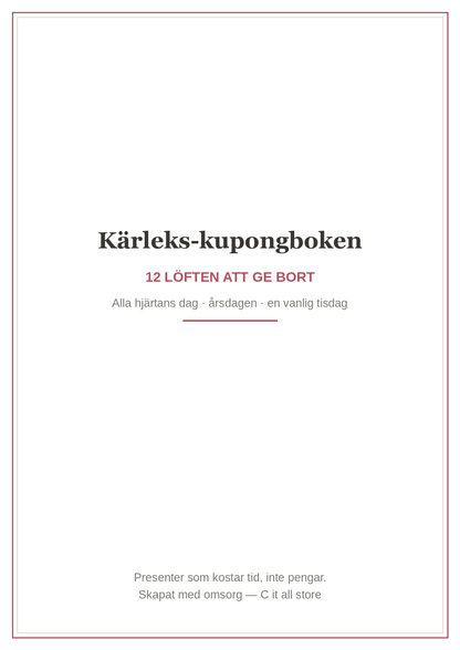 Kärleks-kupongboken — 12 klipp-ut-kuponger för partnern + 4 blanka (printbar PDF)