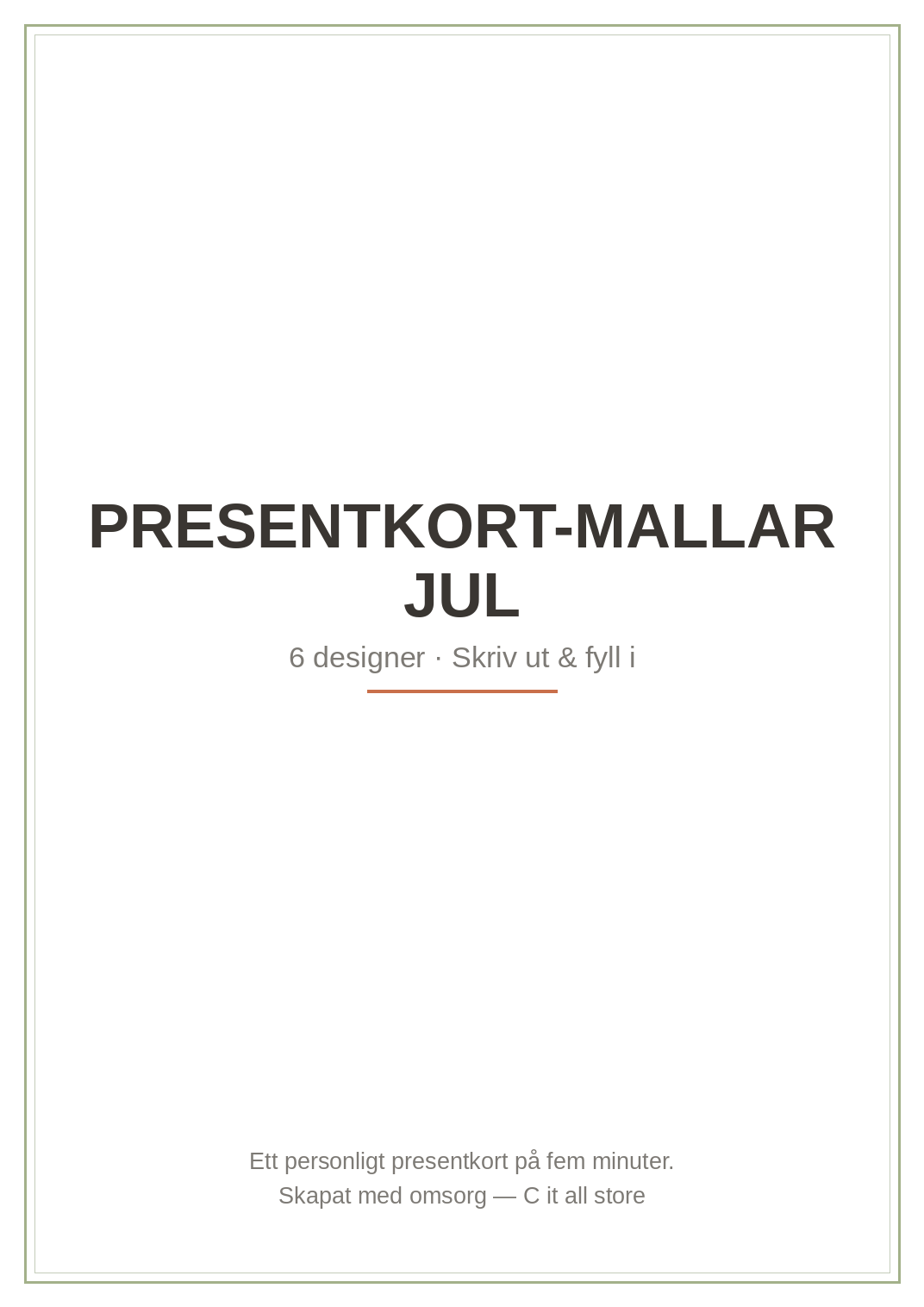 Presentkort-mallar jul — 6 printbara designer att fylla i (PDF)