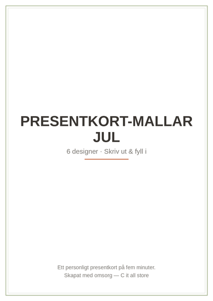 Presentkort-mallar jul — 6 printbara designer att fylla i (PDF)