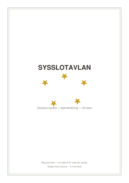 Sysslotavlan för barn — veckosysslor & stjärnbelöning (printbar PDF)
