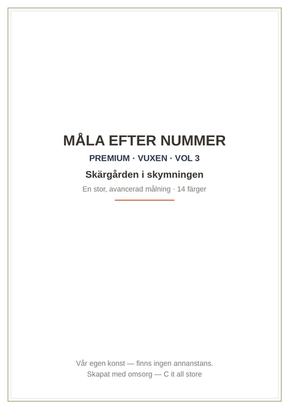 Måla efter nummer Premium vol. 3: Skärgården i skymningen — avancerad målning för vuxna (printbar PDF)