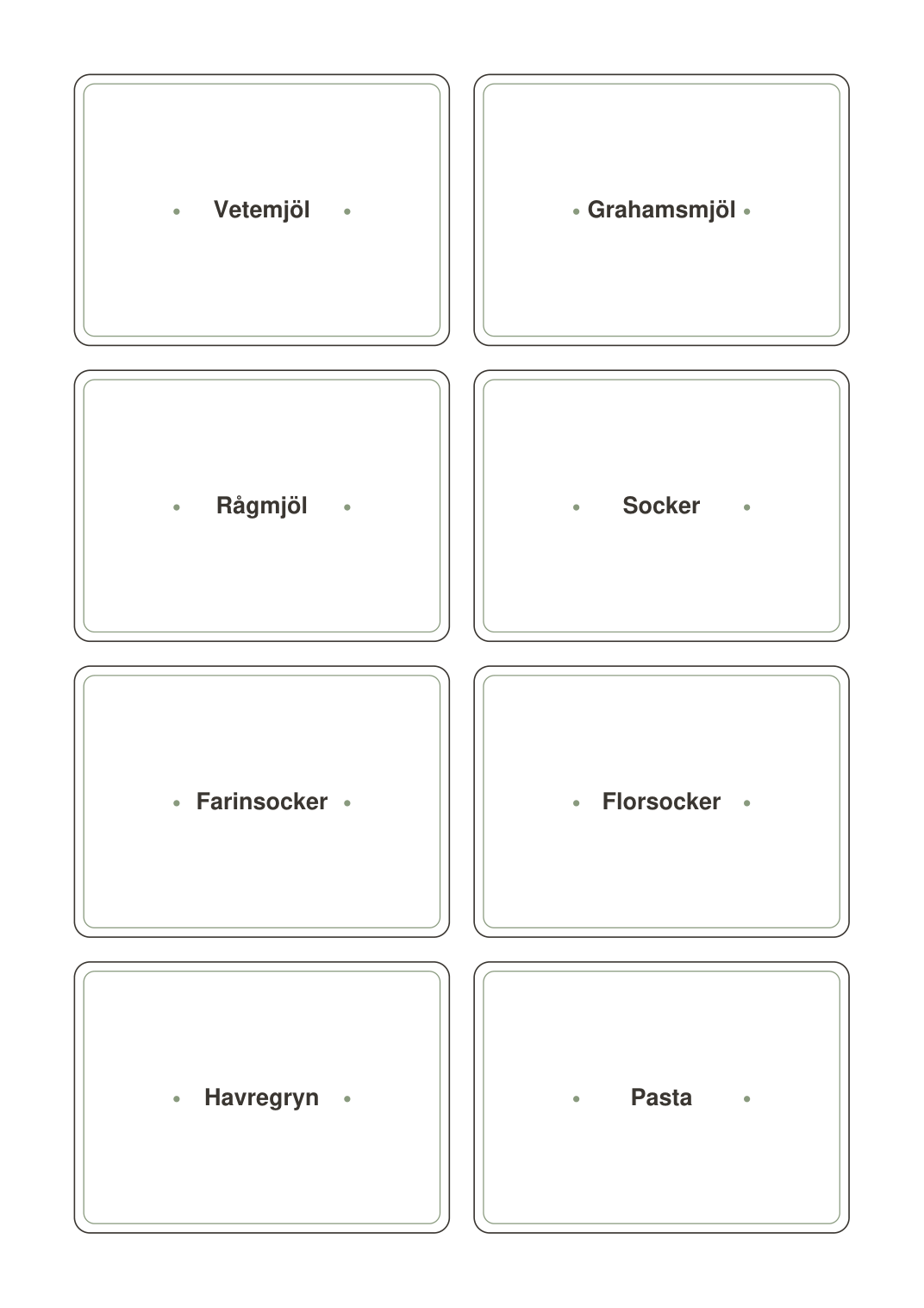Skafferietiketter — 40 svenska etiketter att skriva ut (printbar PDF)