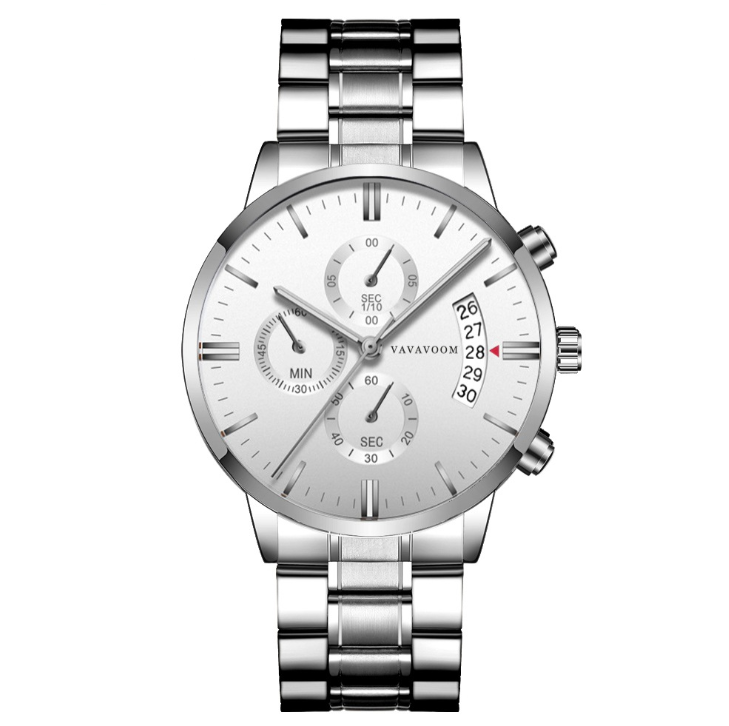 Montres en acier inoxydable pour hommes avec calendrier de loisirs d'affaires montres à Quartz étanche montres en acier raffiné noir