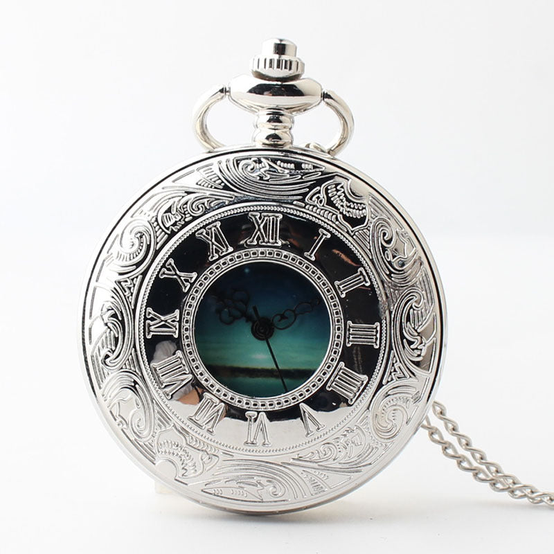 Montre de poche à pendentif à quartz, ciel étoilé, échelle romaine