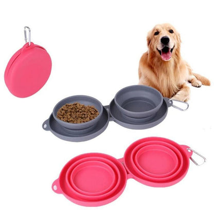 Double bol pliable en caoutchouc, bol d'alimentation pour animaux de compagnie, fournitures pour chiens et chats