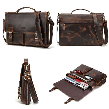 Leather men's business briefcase