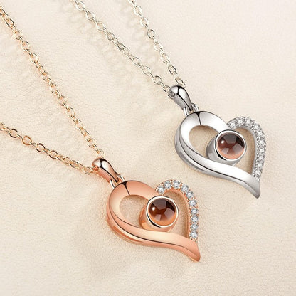 Mode 100 langues je t'aime Projection Couple pendentif rond romantique amour mémoire amoureux de mariage collier cadeaux 