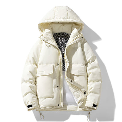 Hooded Down Jacket Men's And Women's White Duck Down Coat Wide Bread Coat