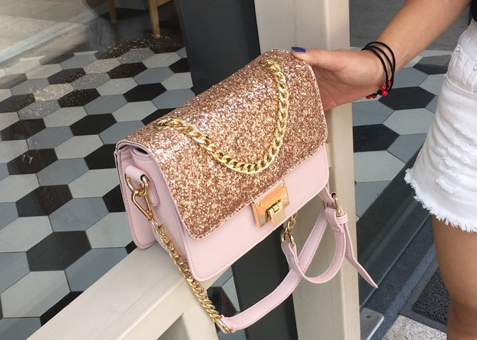 Women's Tote Bag Fashion Sequined Small Square Lady PU Fashion Hand bag