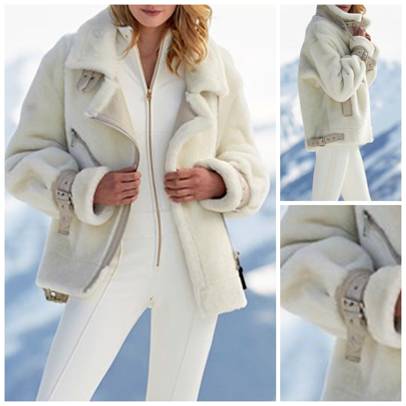 Autumn And Winter Women's Zipper Cardigan Plush Warm Jacket Women