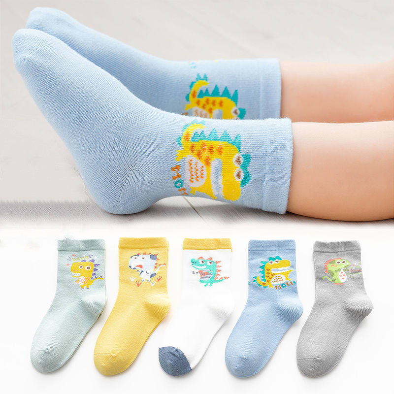 Chaussettes en coton pour enfants, Tube moyen, chaussettes épaisses pour bébé dinosaure