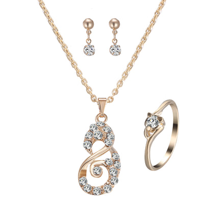 Luxury Heart Pendant Rhinestone Jewelry Set