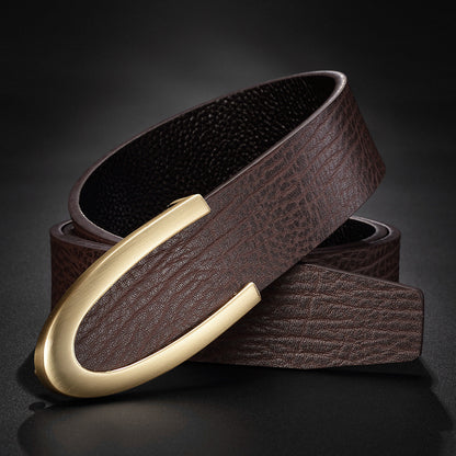 Men's Casual Business Smooth Buckle Fashion Leather Belt - Professional Flow