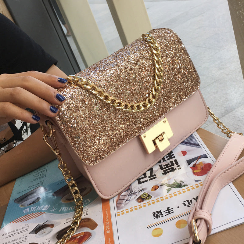 Women's Tote Bag Fashion Sequined Small Square Lady PU Fashion Hand bag