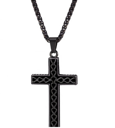 316L stainless steel gold plated christianity jewelry unique black mens vintage cross necklace with chain