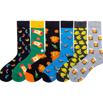 Chaussettes d’animaux en forme de diamant pour hommes, chaussettes en coton aux fruits