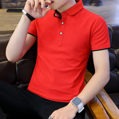 Polo Shirt For Men Casual Short Sleeve Polo Shirts Patchwork Turn-down Collar Zipper T-Shirt Summer Men Shirt Tops